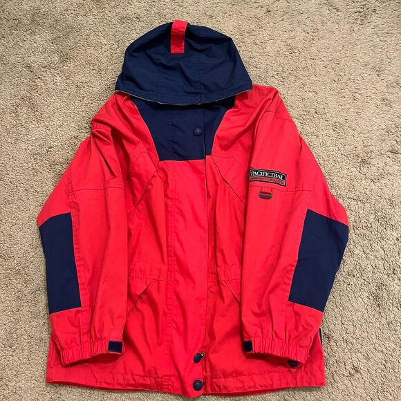 Vtg 1990s Pacific Trail - Full Zip Red Hooded Coat Mens S London Fog - Picture 1 of 8